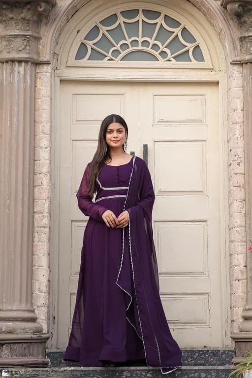 Rudra Creation Plain Georgette Anarkali Readymade Suits Orders in India
